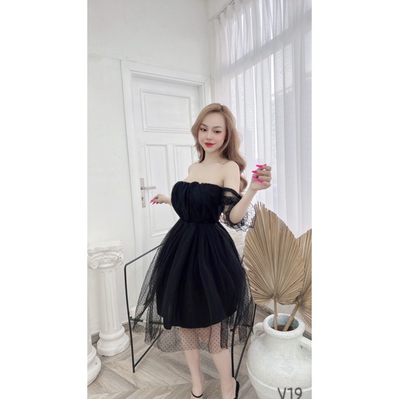 ĐẦM THIẾT KẾ DỰ TIỆC LƯỚI BI VAI TRẦN GỢI CẢM MONG MANH TIỂU THƯ PU