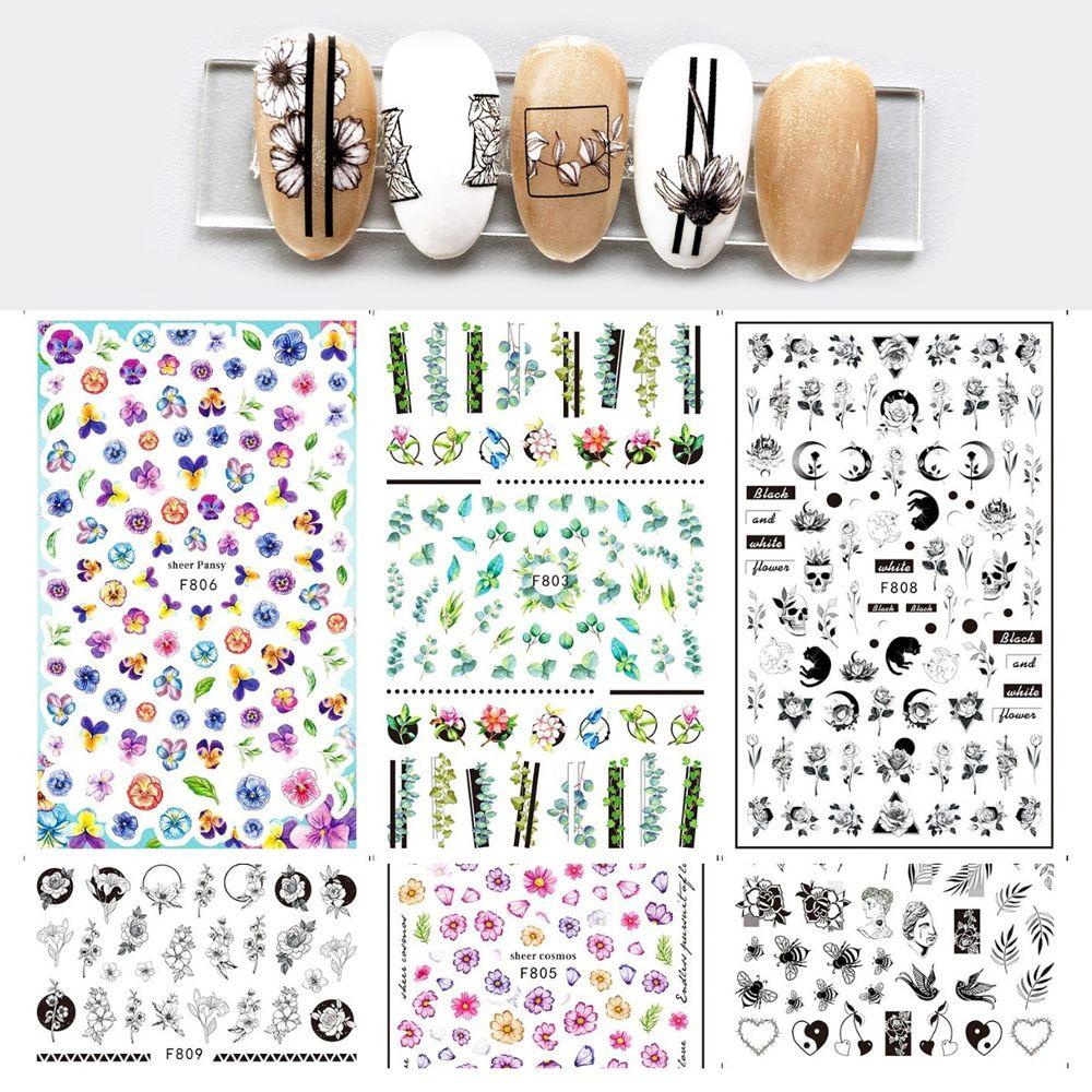 Miếng Dán Trang Trí Móng Tay Họa Tiết Hoa Lá Mùa Xuân Thời Trang Cho Nữ