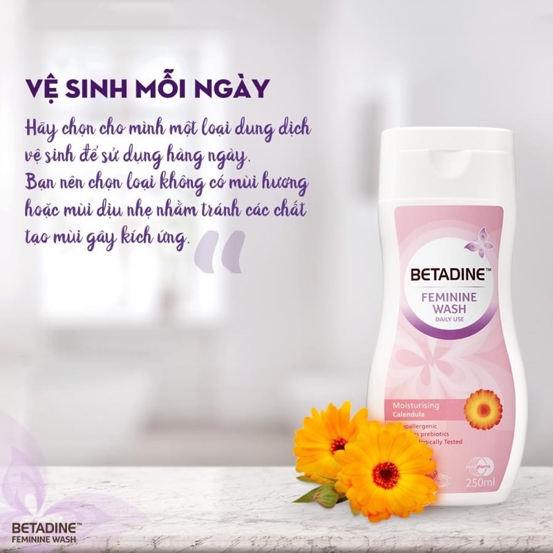 Dung dịch vệ sinh BETADINE Feminine wash Chai 100ml Duy trì độ PH dưỡng ẩm và làm sạch