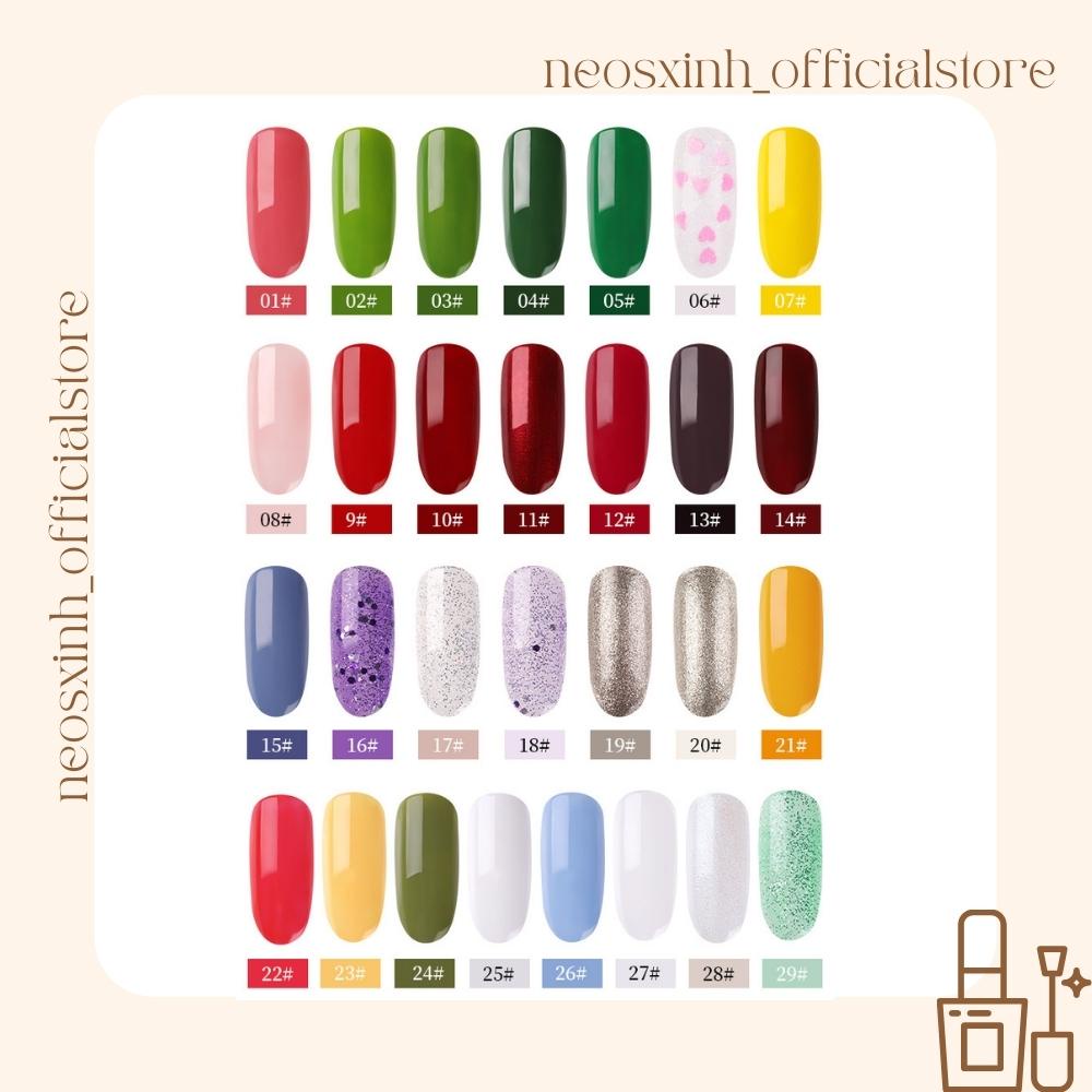 Sơn Móng Tay Pinpai Vuông Màu Nude Đen Trắng Trong Suốt Kim Tuyến Pastel Tím - Neosxinh Nails