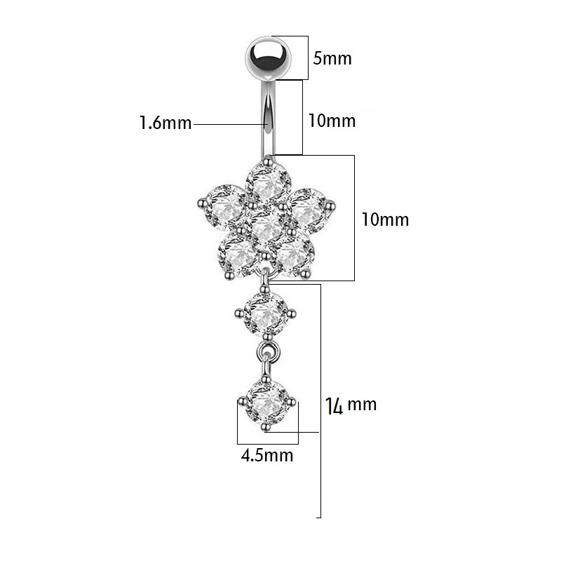 Khuyên Rốn titan Flower đính kim thả kim