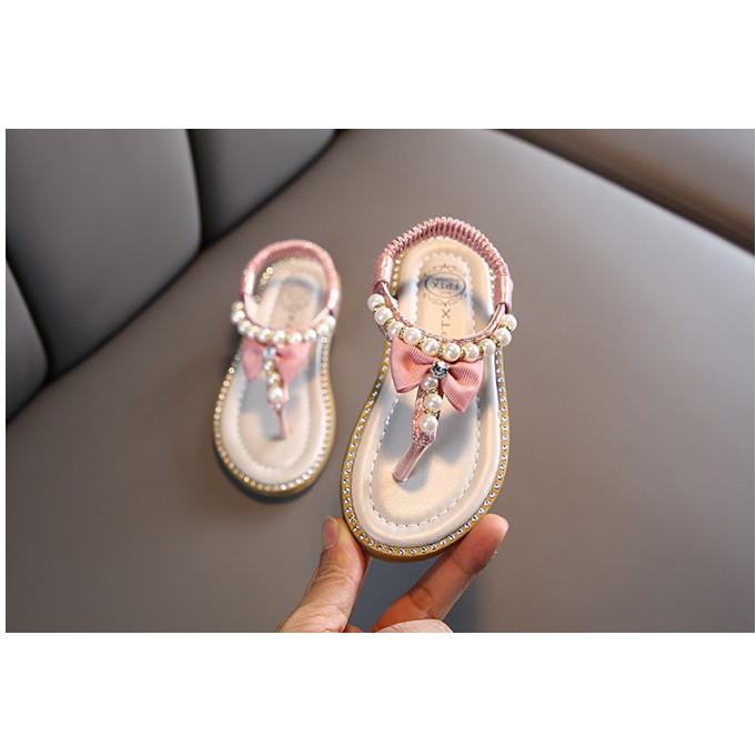 Giày sandal đính nơ xinh xắn cho bé gái từ 1-8 tuổi