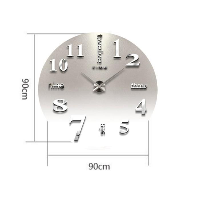 [Euro Quality] Đồng hồ dán tường Châu Âu cỡ lớn DIY 3D trang trí cao cấp ( Màu Bạc inox )