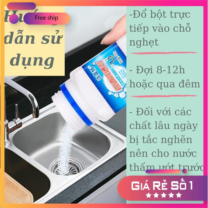 (Loại Mạnh) Bột thông tắc cống, Toilet, Bồn rửa bát, Chậu rửa mặt cực mạnh khử mùi hôi hiệu quả