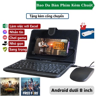 Bao da bàn phím, Bàn Phím Rời Cho Smartphone Kèm Bao Da Và Chuột cao cấp - Bảo Hành 6 Tháng