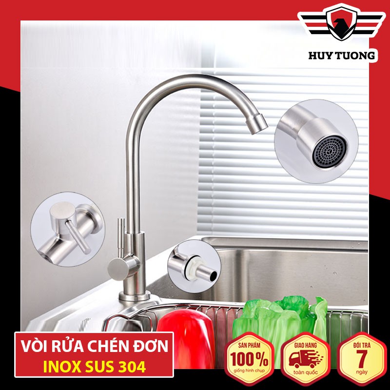 Vòi rửa chén Inox SUS 304, vòi rửa bát inox cao cấp siêu bền, dày, chắc chắn, chất lượng - Huy Tưởng