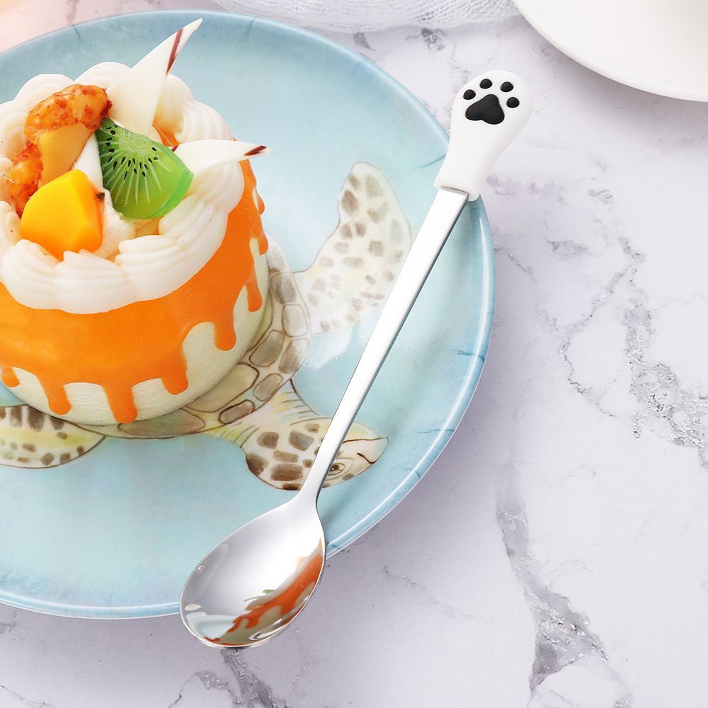 Epoch Muỗng Cà Phê / Trà / Ăn Tráng Miệng Hình Chân Mèo Bằng Thép Không Gỉ Dễ Thương