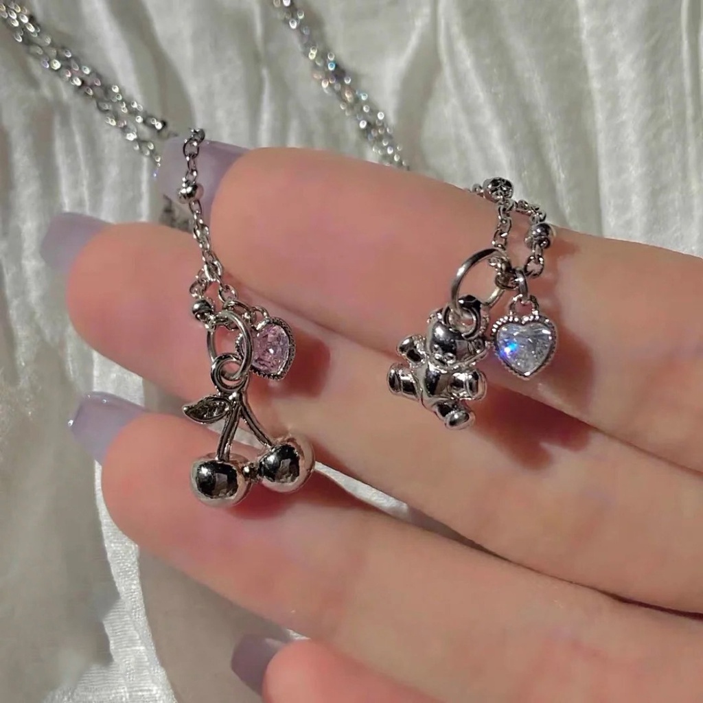Vòng cổ 191202 mặt gấu / cherry / trái tim phong cách harajuku đơn giản thường ngày dễ phối đồ