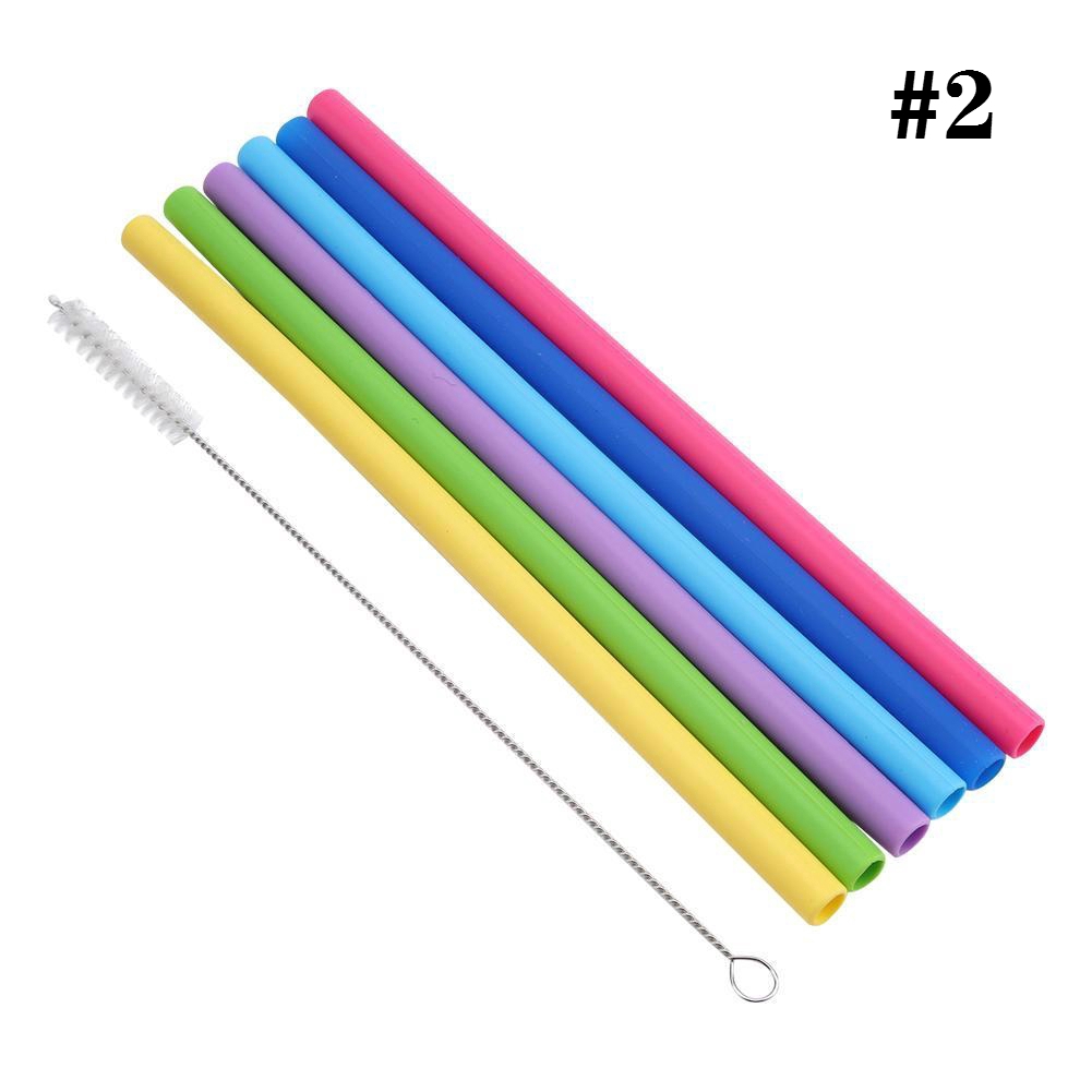 6 / 8 ống hút silicon sử dụng lại được nhiều lần