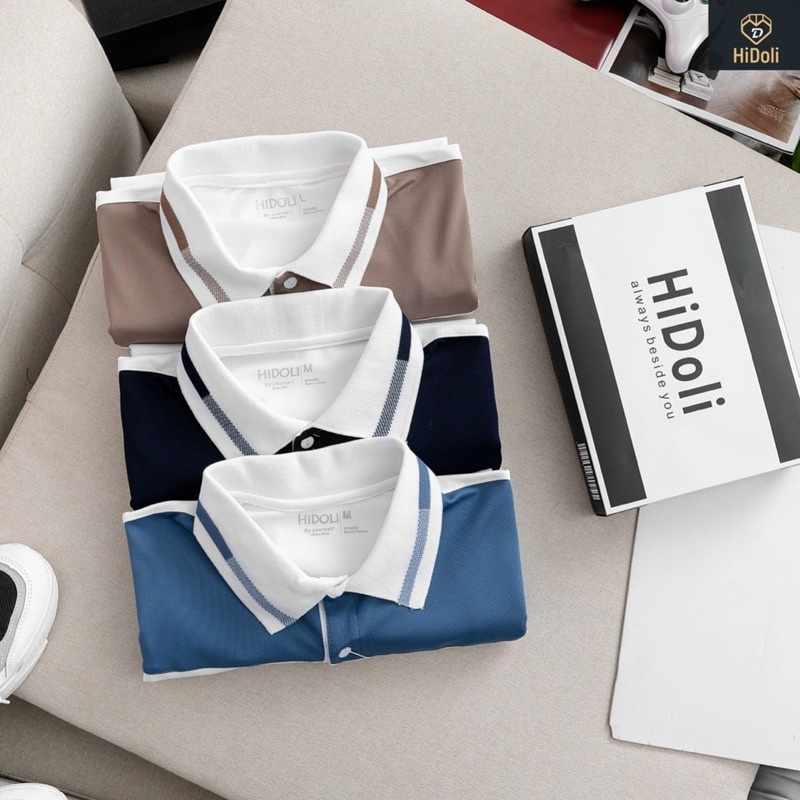 Áo polo cá sấu HIDOLI Chính Hãng, phối màu thêu tay trẻ trung