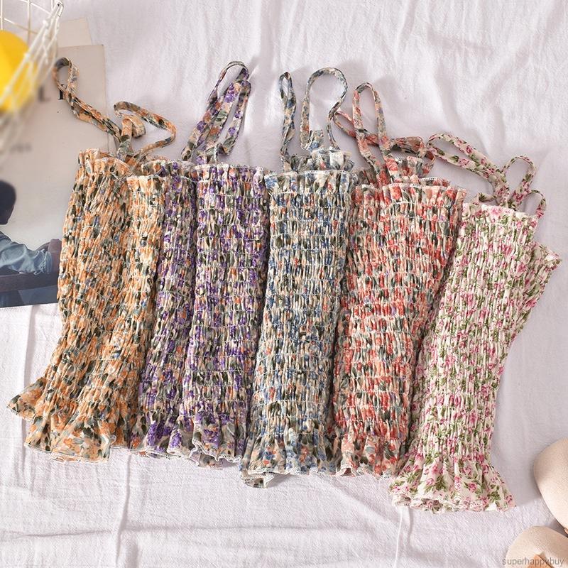 Áo Hai Dây Họa Tiết Hoa Xinh Xắn Cho Nữ