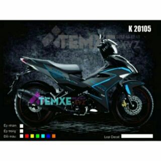 Tem trùm Exciter mẫu đen nhám chỉ xanh