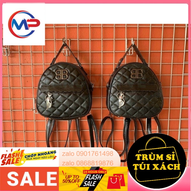 balo thời mini trần trám phối tang bb kèm móc hình mèo