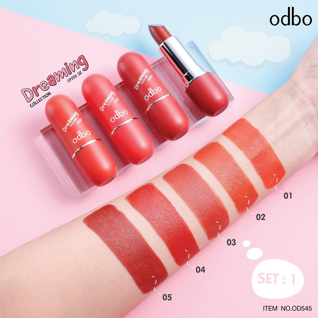Set son thỏi lì Odbo 5 cây Dreaming lipstick Thái Lan