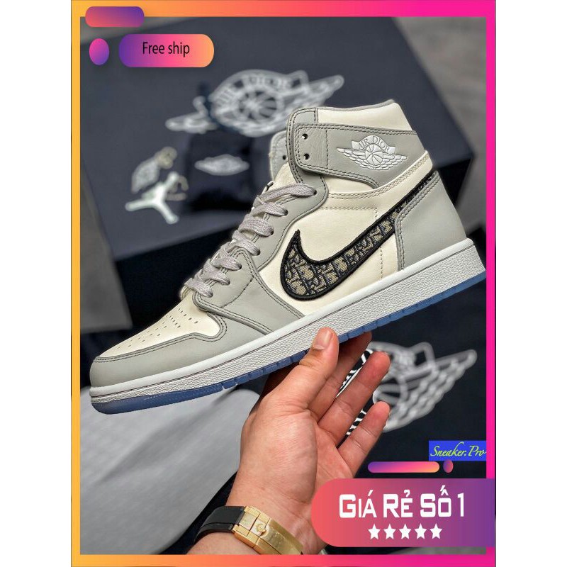 Giày thể thao AIR JORDAN 1 Xám trắng cổ cao siêu đẹp cho nam và nữ siêu đẹp | BigBuy360 - bigbuy360.vn