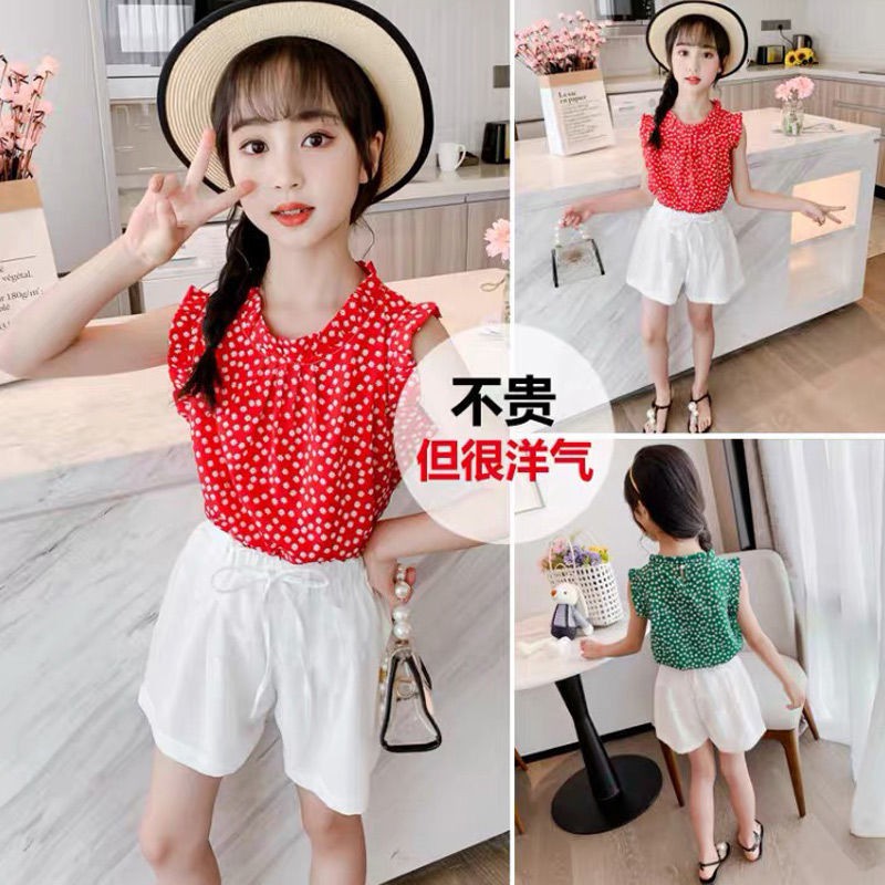 Girls' western style suit skirt summer dress fashionable children's net red two-piece short-sleeved princess dress 2021 new [issued on May 27]