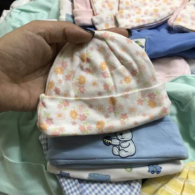 Mũ sơ sinh cotton 2 lớp dày xuất dư