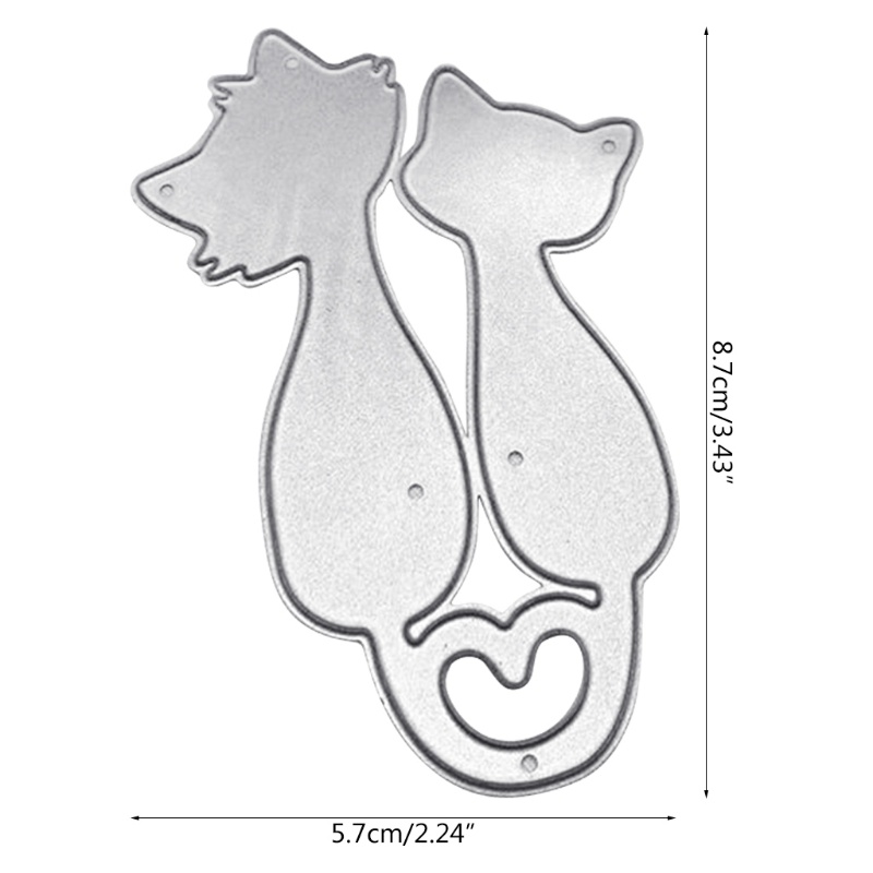 QQ Khuôn Cắt Giấy Kim Loại Họa Tiết Mèo Trái Tim Xinh Xắn