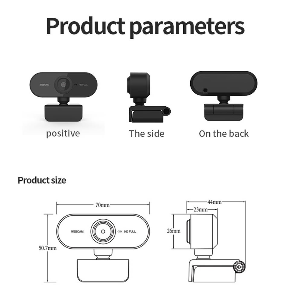 Webcam Hd 1080p Mini Kèm Micro Có Thể Xoay Tiện Dụng Cho Máy Tính