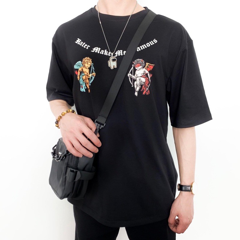 Áo thun tay lỡ Hater The Bad God , áo thun cotton nam nữ unisex , MSW Town | BigBuy360 - bigbuy360.vn