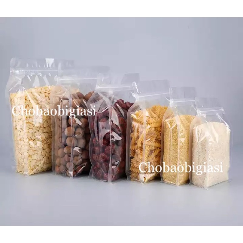 Túi zipper 8 cạnh TRONG đáy vuông sang trọng, hàng đẹp