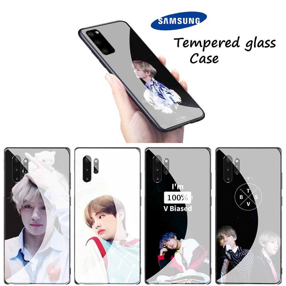Ốp Lưng Kính Cường Lực Ablu34 Bts V Cho Samsung Galaxy S10 S9 S8 Plus S7 Edge Note 9 8