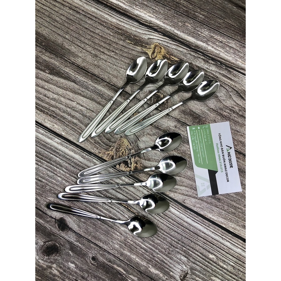 Thìa muỗng chanh Inox 8817 nhỏ khuấy sinh tố nước ép cán dài đầu nhọn sáng bóng chất lượng