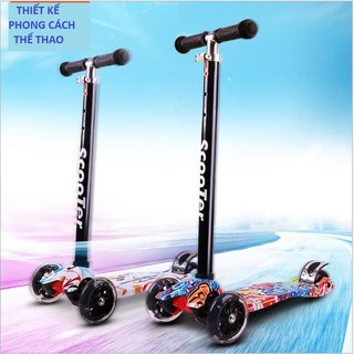 Xe trượt Scooter cao cấp bằng kim loại, có led cho trẻ từ 3- 14 tuổi (tải trọng 75kg), gấp gọn tiện lợi