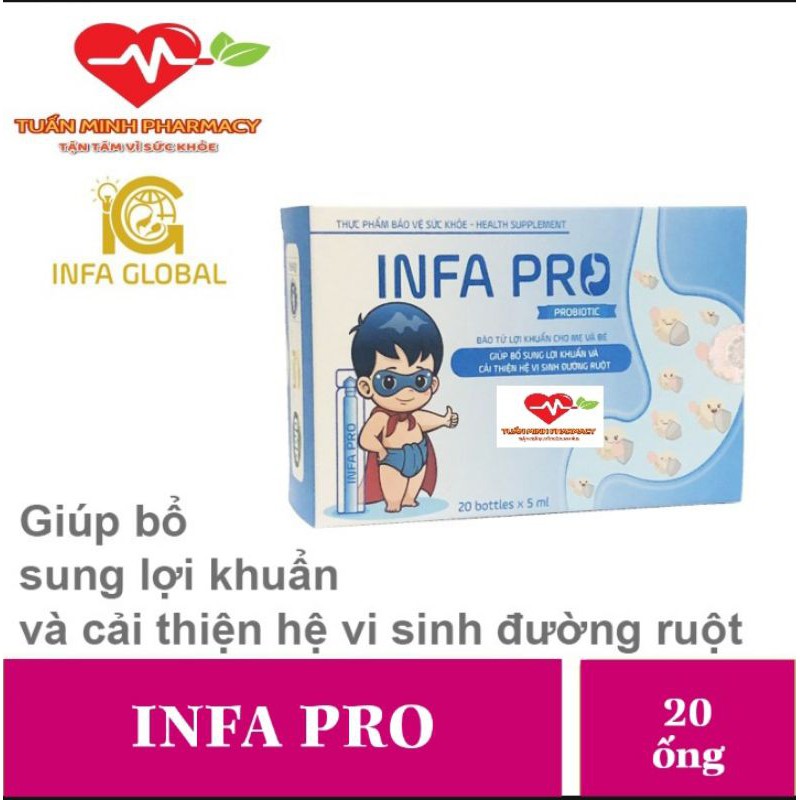 Bào tử lợi khuẩn INFA PRO - Men vi sinh thế hệ mới cho trẻ biếng ăn, táo bón, chậm lớn ( Hộp 20 ống)