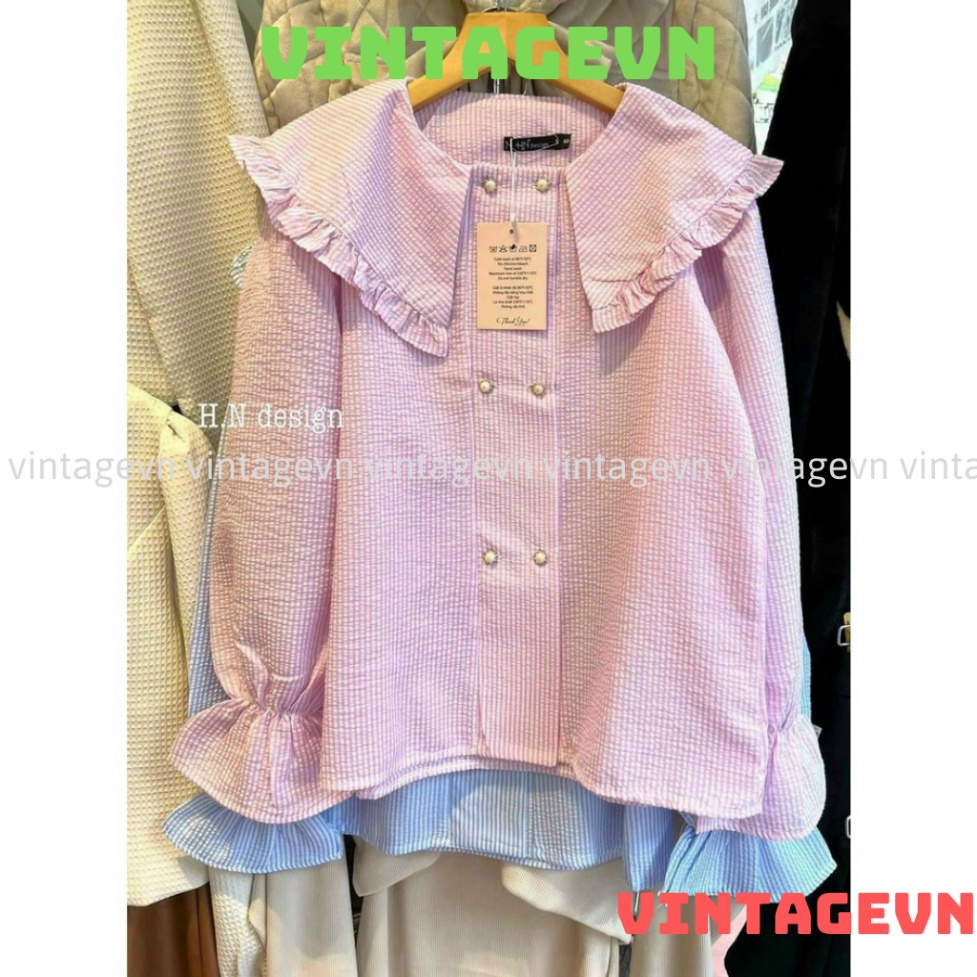 áo babydoll tay bèo 2 màu hàng đẹp HA0005 vintagevn | BigBuy360 - bigbuy360.vn