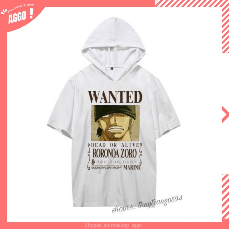 Áo Hoodie Tay Lửng Wanted Truy Nã One Piece, Áo Wanted luffy, Ace, Shanks, Chopper, Nami, Sanji, Zoro