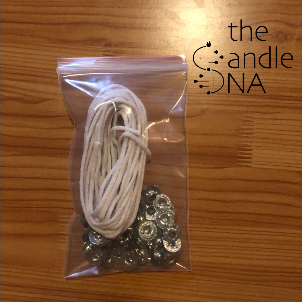 5 mét Bấc Nến  Cotton Nhúng Sáp + 50 Đế Kẹp bấc The Candle DNA