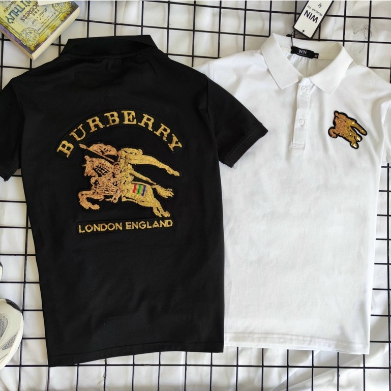 Áo phông Nam Nữ 🌵ĐỦ SIZE M - XL🌵 Áo Polo Burberry logo thêu ngựa kim sa