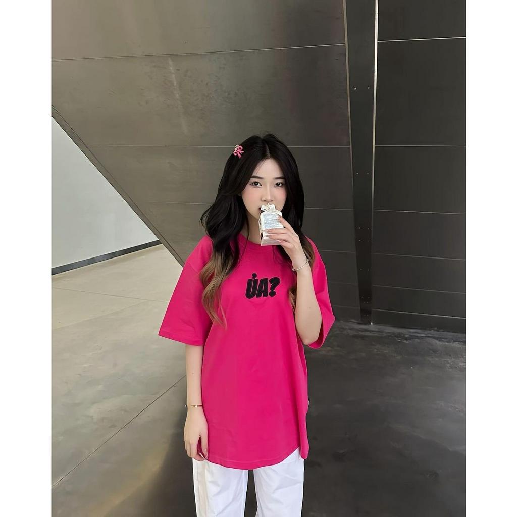 Áo Thun Unisex LIDER Phát Ra Tiếng Ủa Thêu Denim Chất Cotton 2 Chiều, 3 màu - Hot Pink/ White/ Black