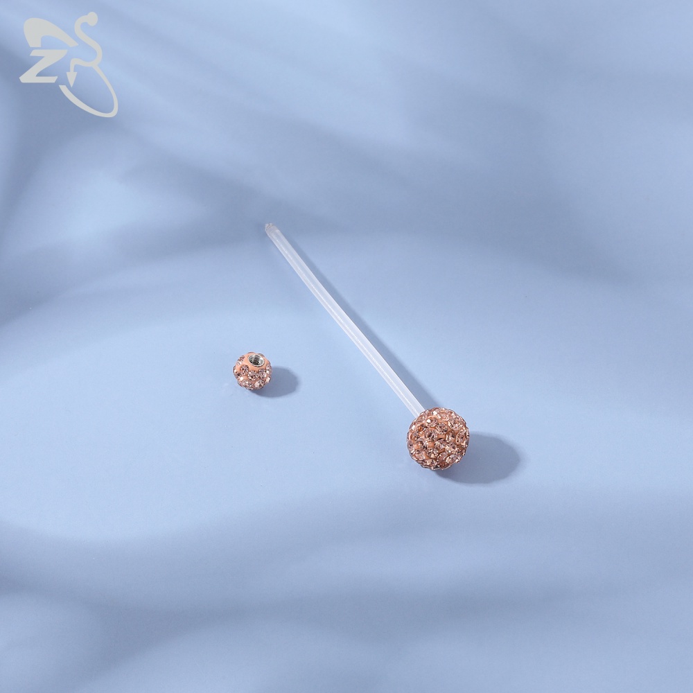 Khuyên rốn đính đá xinh xắn 14g cỡ 10 / 24 / 32 / 38mm tùy chọn