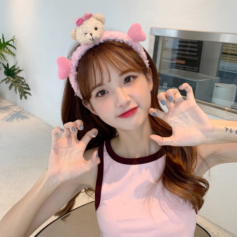 Băng Đô Cài Tóc Trang Điểm Hình Gấu Hoạt Hình Siêu Dễ Thương Cho Nữ