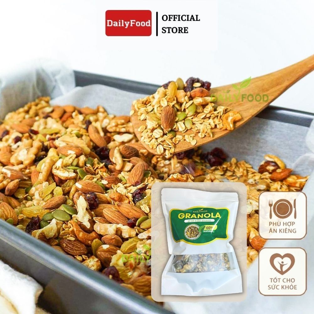 Granola ăn kiêng siêu hạt có Macca , Óc Chó Ngũ cốc giảm cân Mix 9 loại hạt DailyFood chính hãng