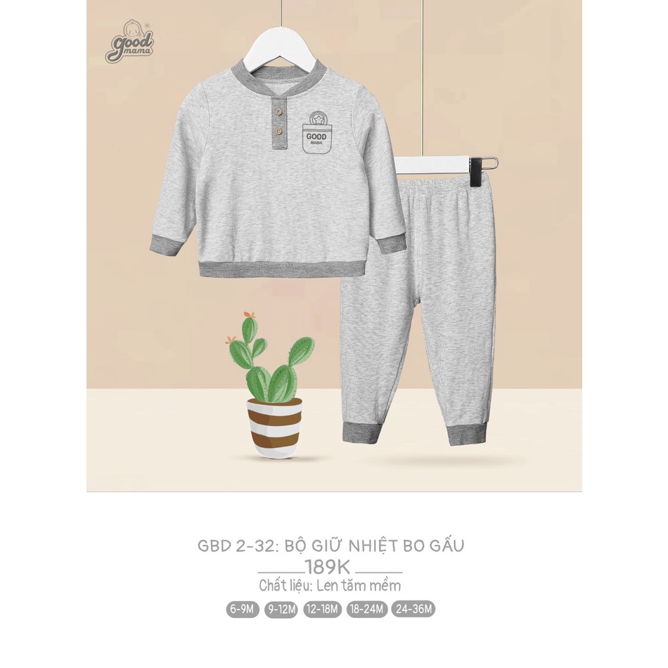 [CHÍNH HÃNG] Bộ dài tay trẻ em thun tăm in hình họa tiết đáng yêu Good Mama