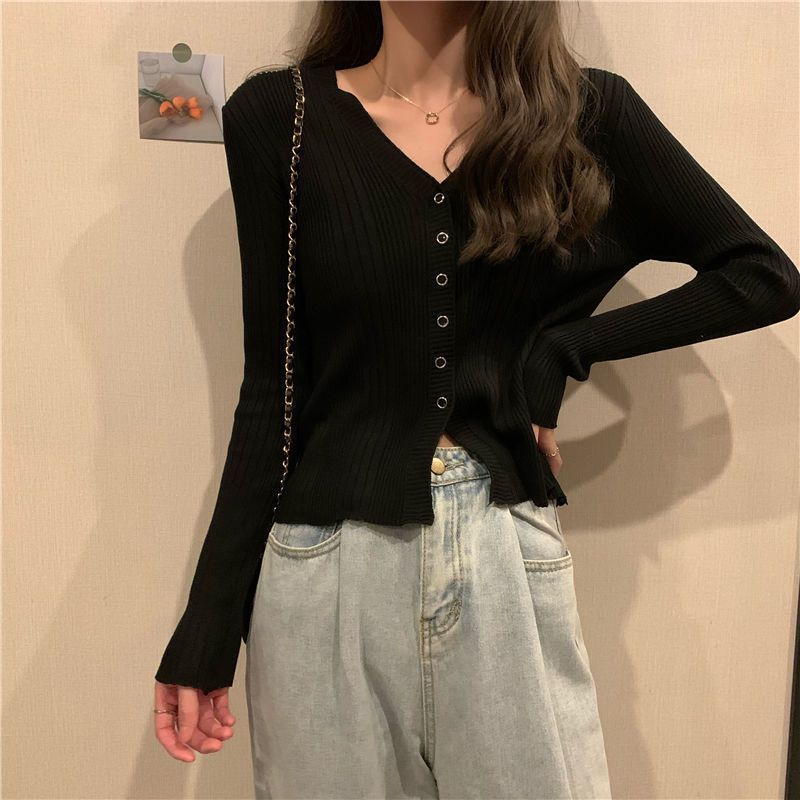 Áo Thun Len Nữ Tay Dài Áo khoác Cardigan Hàn Quốc