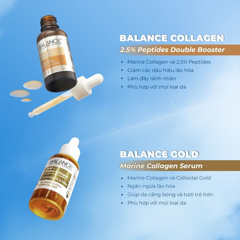 Tinh chất Balance Active Formula Collagen + Peptides Double Booster 30ml