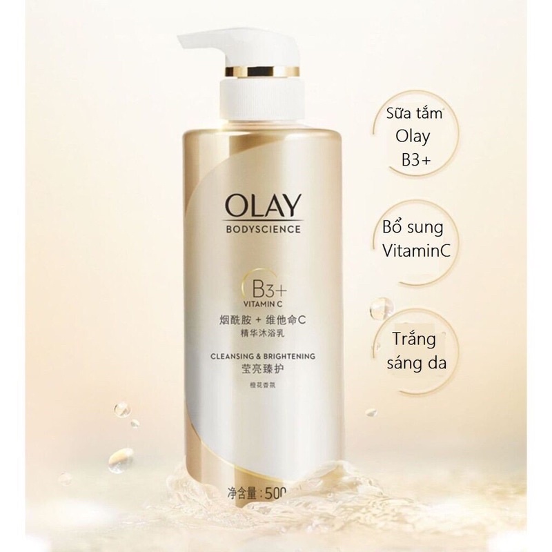 Sữa tắm Olay B3+ Vitamin C Brightening / dưỡng thể OLAY retinol trắng da Bản Trung