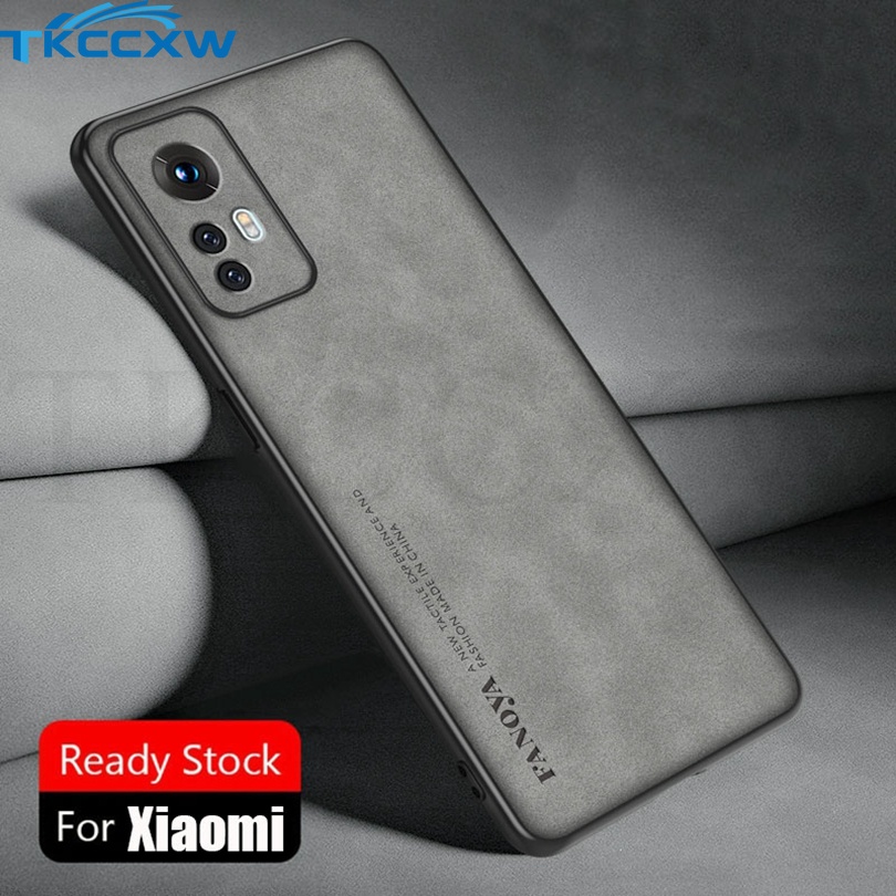 Ốp Điện Thoại Da PU Phối Vải Viền Dẻo Thời Trang Cho Xiaomi Mi 12X 12 Pro Mi 10T 11T 9T Pro