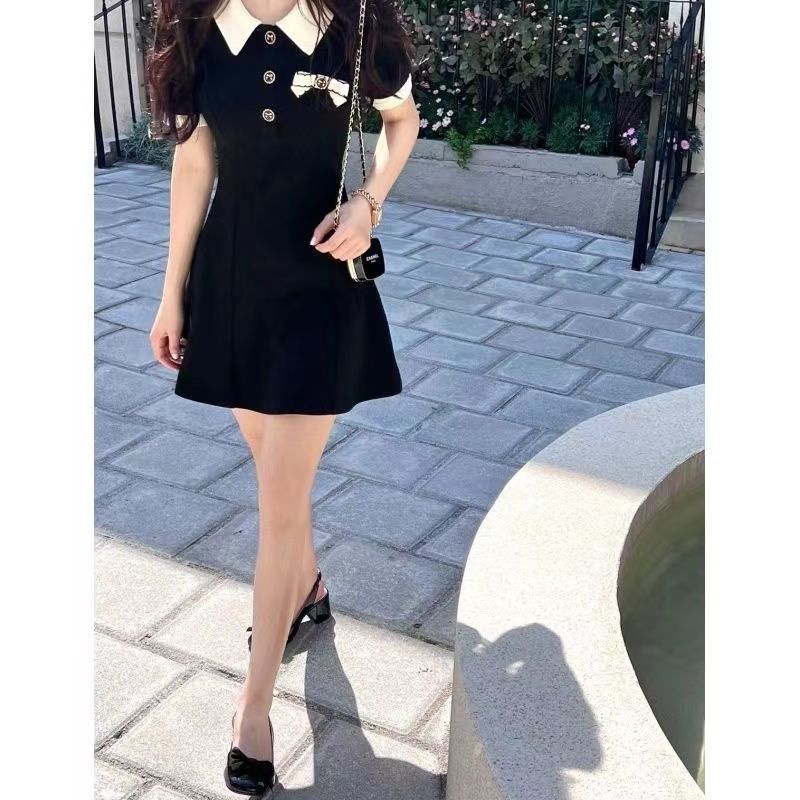 COZOK Đầm Tay Ngắn Cổ Bẻ Dáng Ôm Hợp Thời Trang
