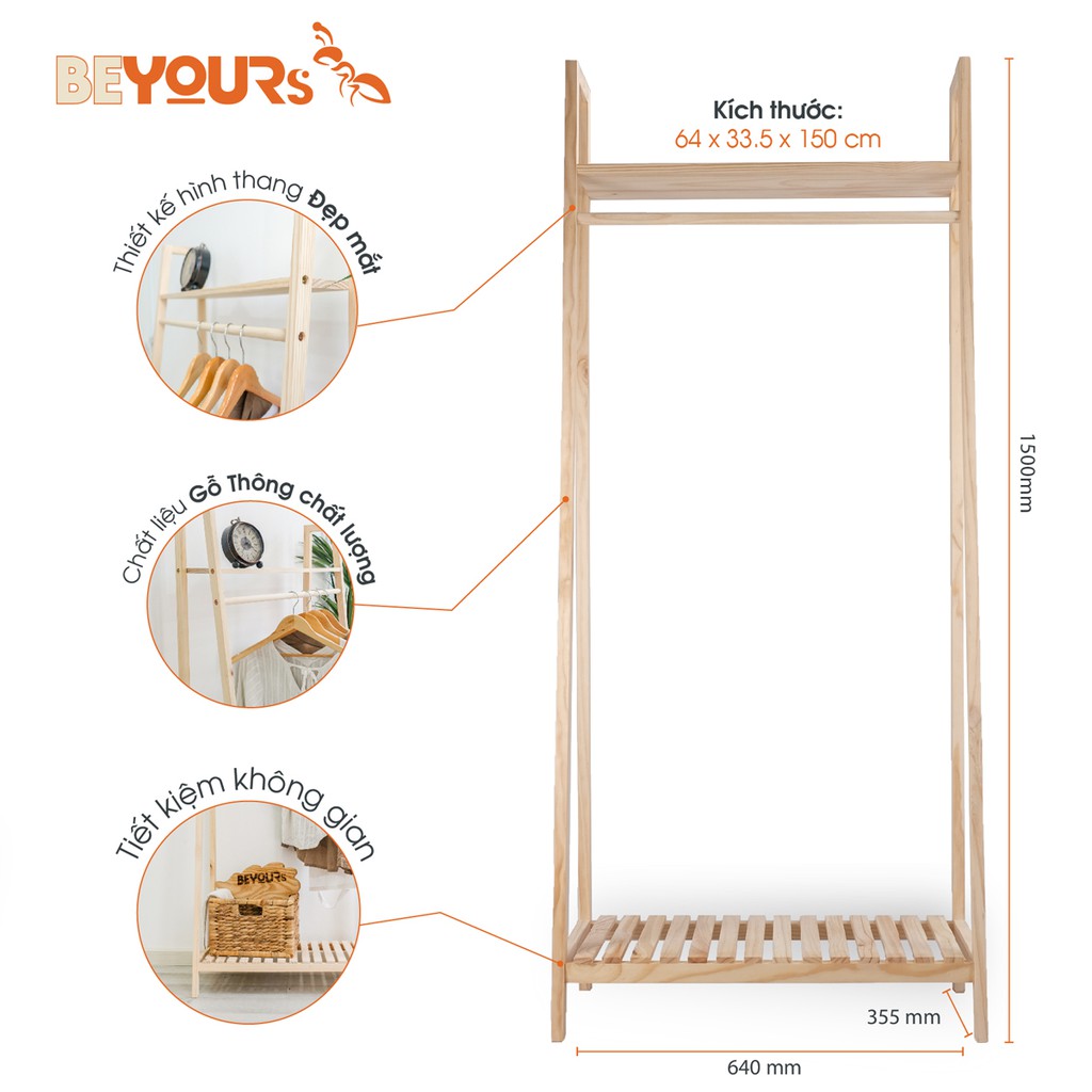 Giá Treo Quần Áo Gỗ BEYOURs - Kệ Gỗ Cây Sào Treo Quần Áo Ladder Hanger Đa Năng Lắp Ráp Dễ Dàng - Nội Thất Phòng Ngủ | WebRaoVat - webraovat.net.vn