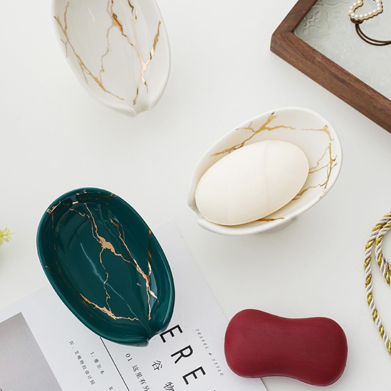 Giá Đỡ Xà Phòng Bằng Sứ Có Rãnh Thoát Nước Tiện Dụng Cho Phòng Tắm / Nhà Bếp