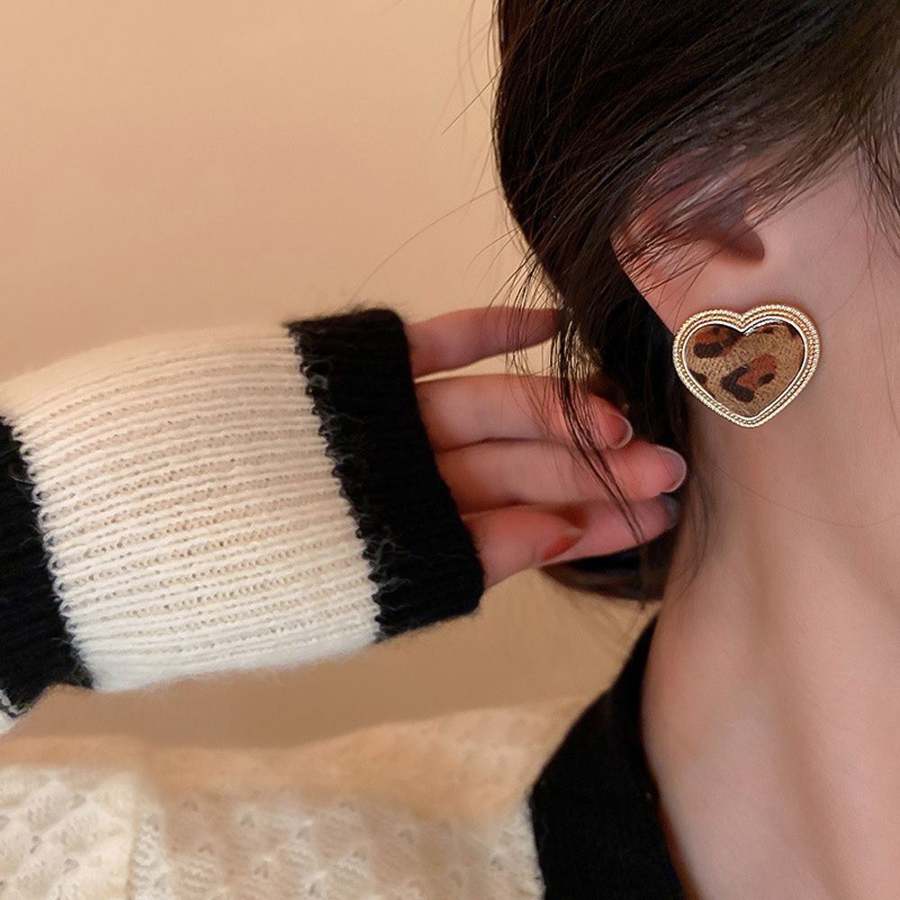 Khuyên tai kiểu dáng hình học in họa tiết phong cách Hàn Quốc thời trang thanh lịch cho nữ