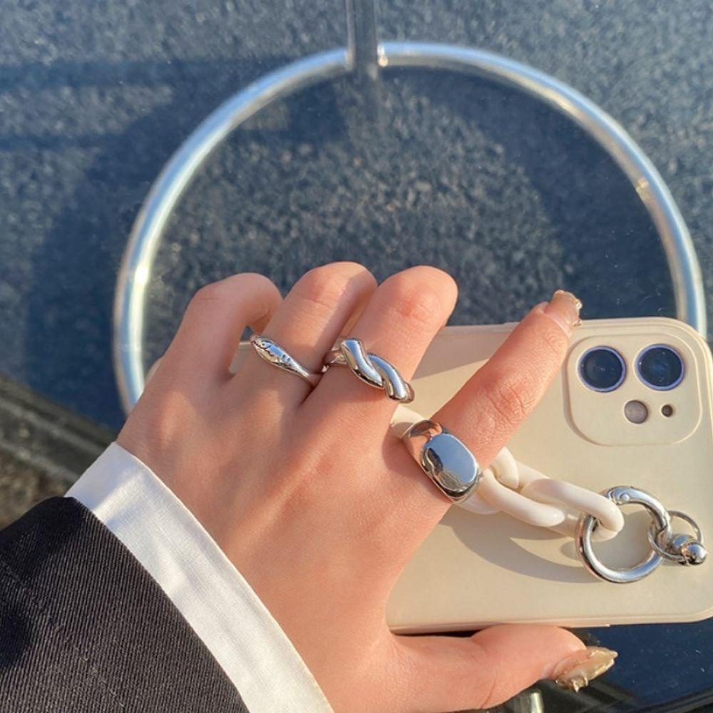 Nhẫn Thắt Nút Mặt Vuông Phong Cách Hip Hop Punk Vintage Thời Trang