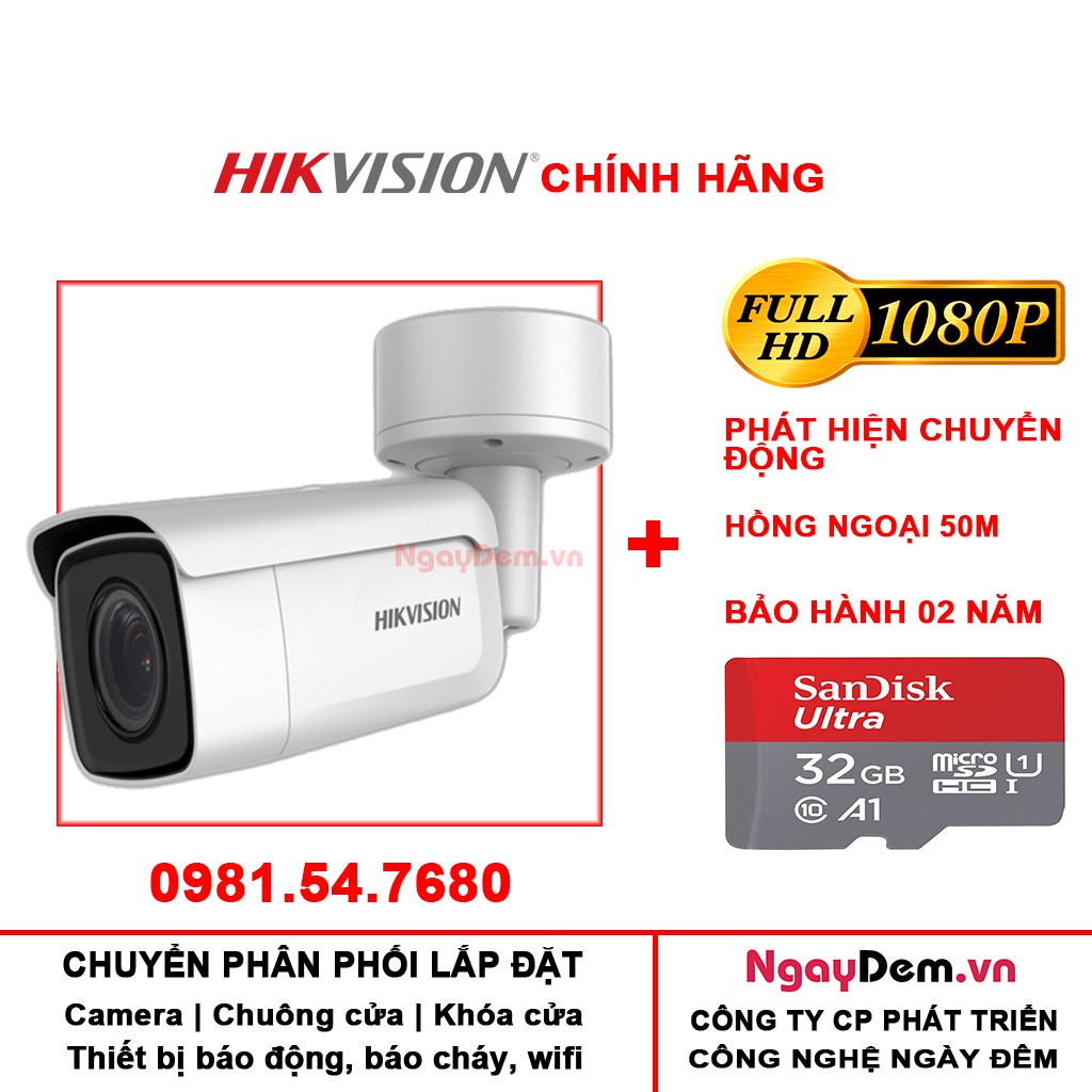 Camera IP Thân Trụ Hikvision 2MP/4MP DS-2CD2623G0-IZS/DS-2CD2643G0-IZS Phân Giải Cao - Hàng chính hãng bảo hành 24 tháng