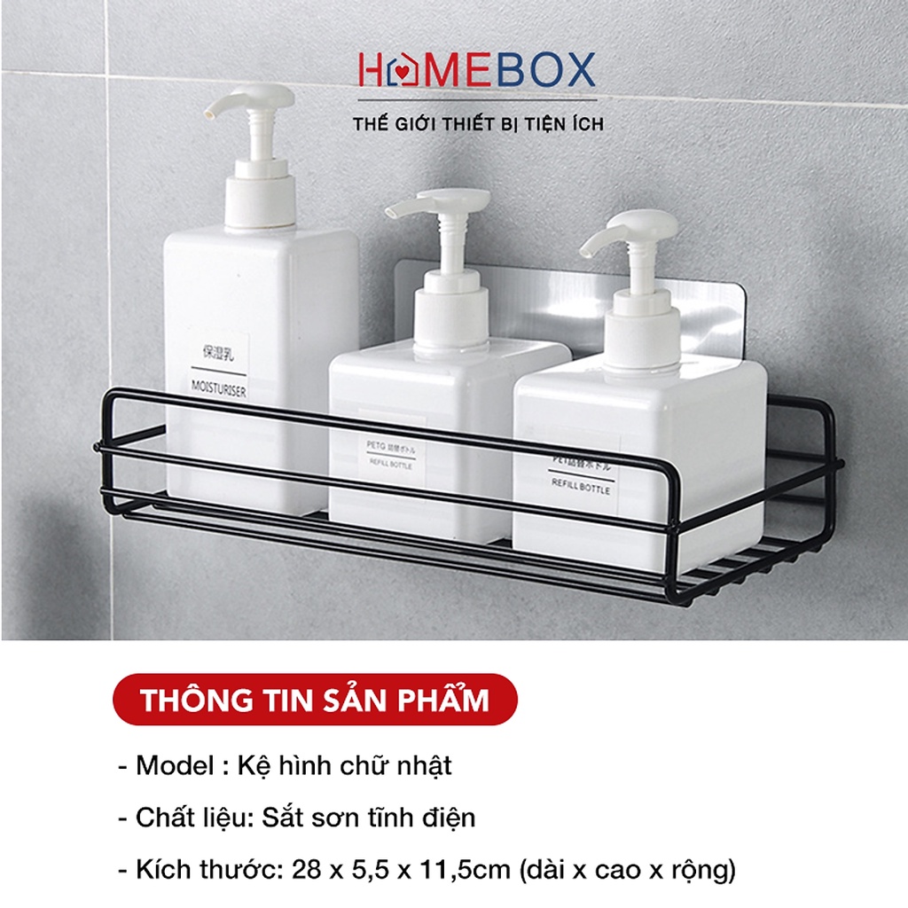 Kệ Góc Nhà Tắm Hình Chữ Nhật Có Sơn Tĩnh Điện, Kệ Nhà Tắm, Nhà Bếp Dán Tường Siêu Dính Tặng Kèm Tấm Dán