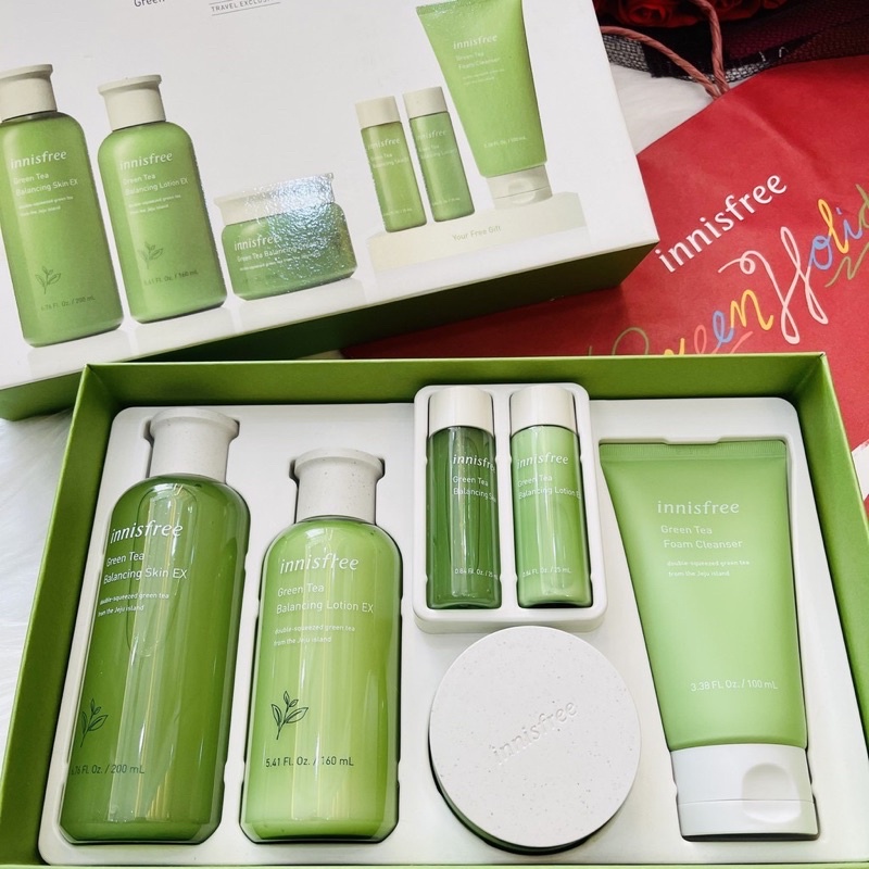 Sét  Dưỡng Da Trà Xanh 6 Món Innisfree Dưỡng Trắng Phục Hồi Làn Da Ngăn Ngừa Lão Hóa